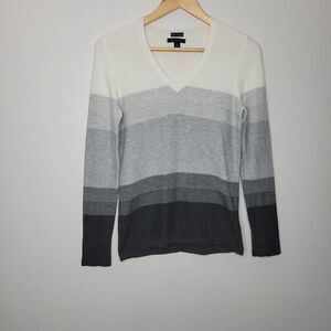 Tommy Hilfiger Sweater‎ Men Size Small Pima Cotton V Neck Grey Black White